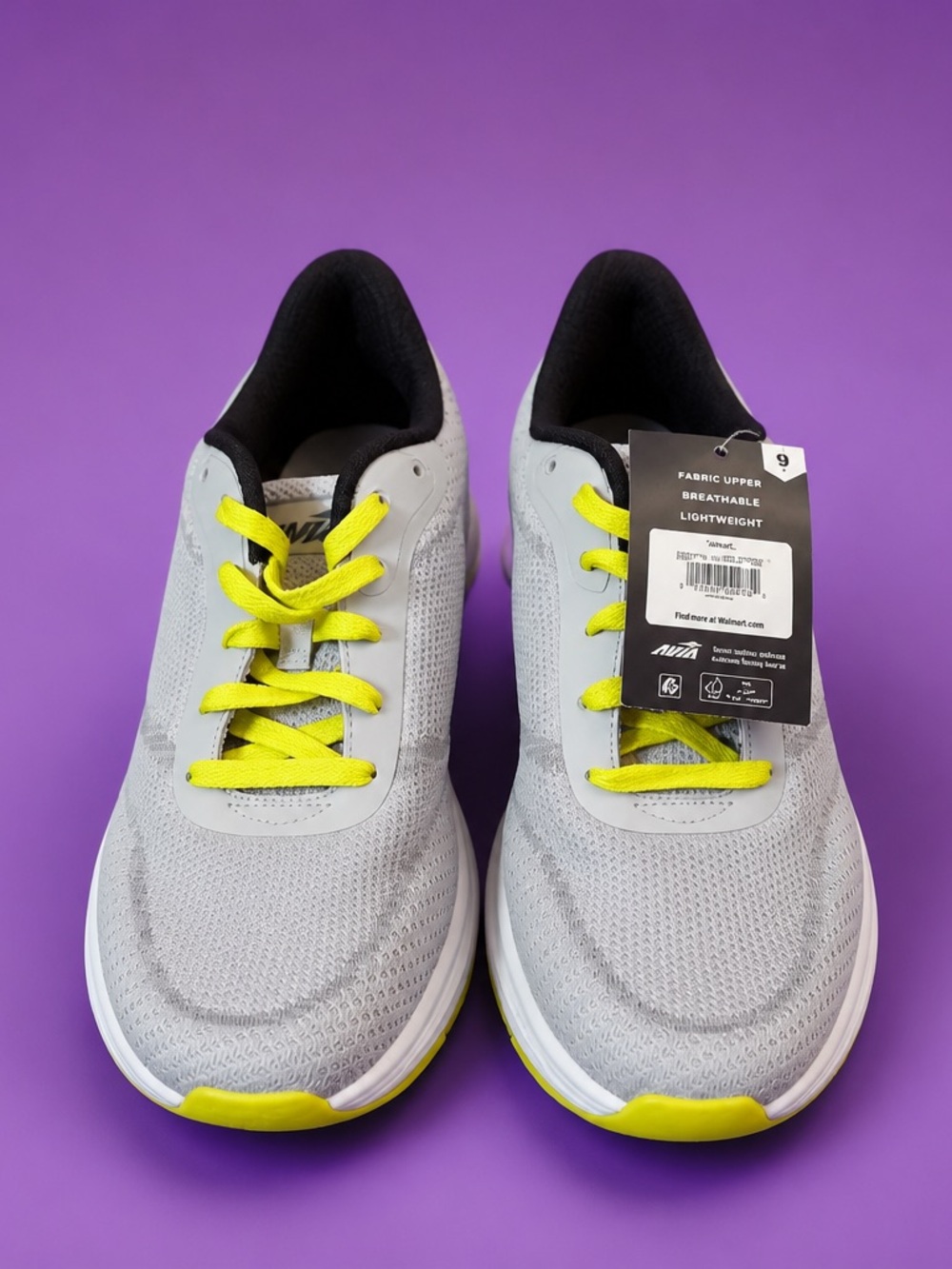Avia Light Gray Mesh Sneakers with Neon Yellow Laces